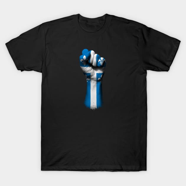 Flag of Quebec on a Raised Clenched Fist T-Shirt by jeffbartels